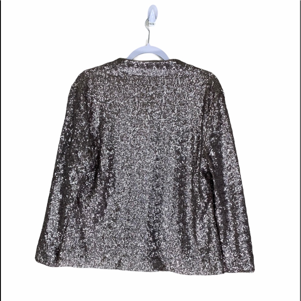 Chico's Metallic Pewter Sequins Blazer - Picture 2 of 4